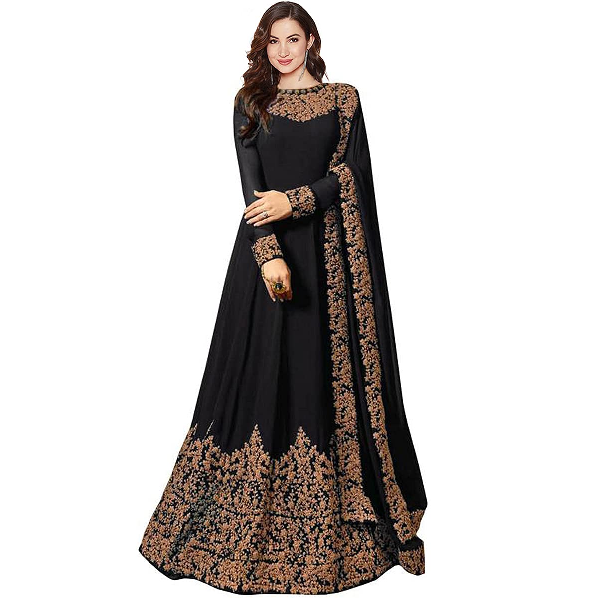 Black Anarkali Gown with Dupatta