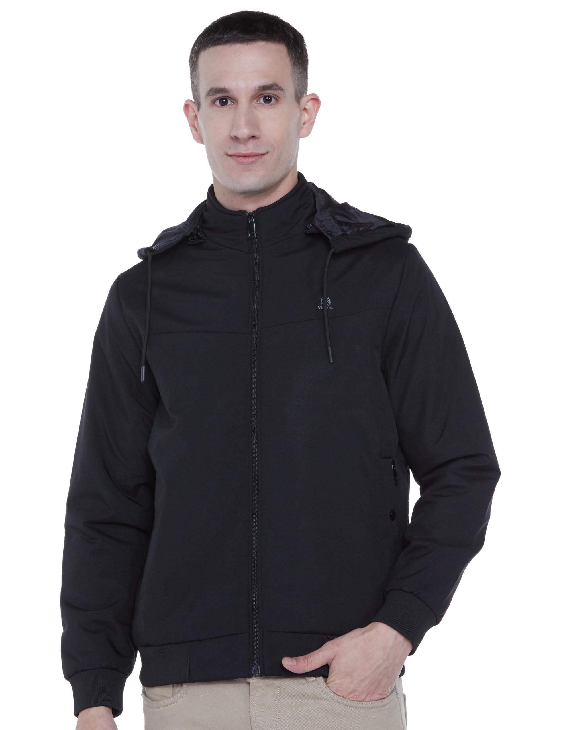 Qube Men's Black Polyester Jacket