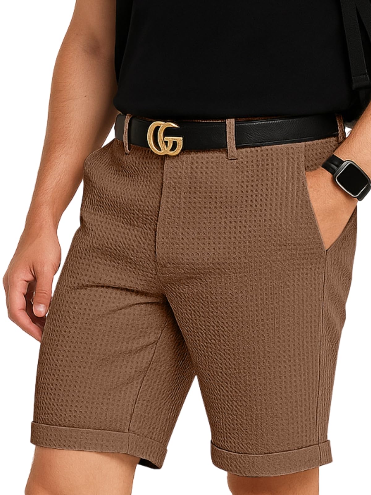 GRECIILOOKS Men's Brown Shorts